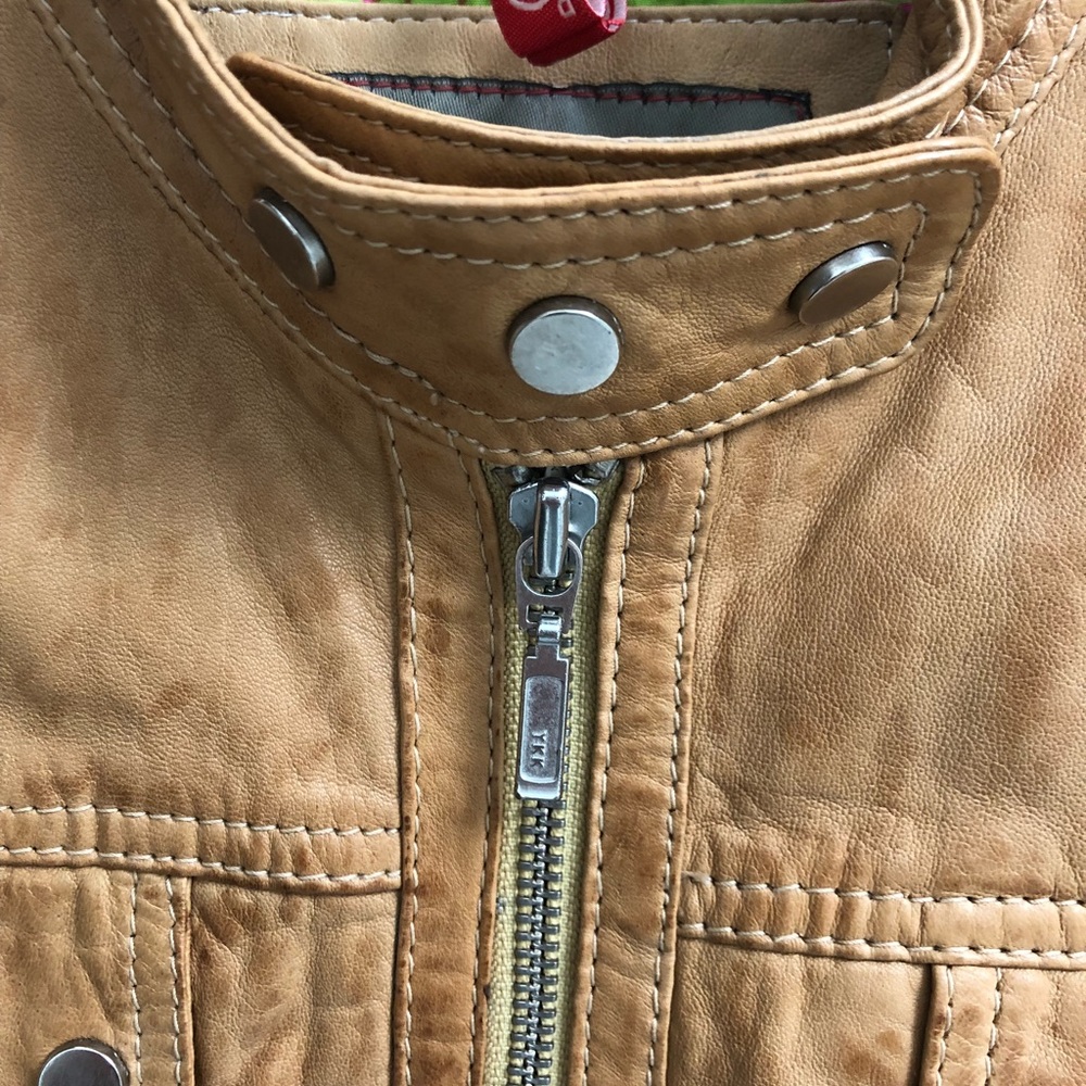 Medium Camel Colored Leather Jacket - image 3